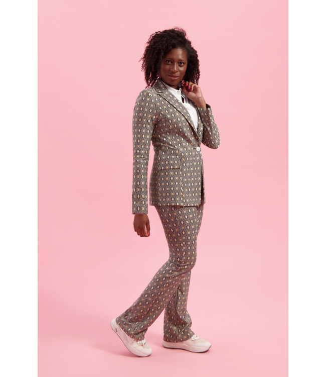 HELENA HART Helena Hart Broek Flair Print Disc 7512DISC Sand