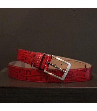 Rode, leren riem met slangenprint Rode, leren riem met slangenprint