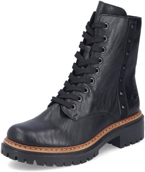 Rieker kort veterlaarsje 72647-00 Black De Ridder schoenen