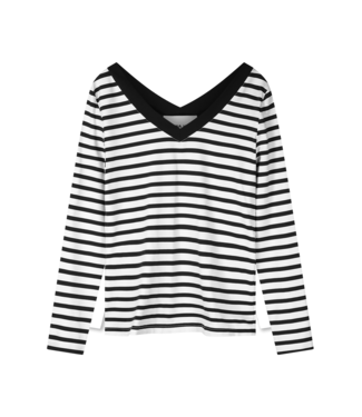 HELENA HART Helena Hart 7650 - Top v-neck stripe zwart/wit