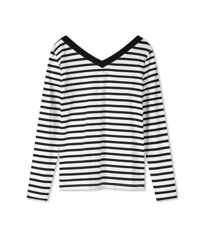 HELENA HART Helena Hart 7650 - Top v-neck stripe zwart/wit