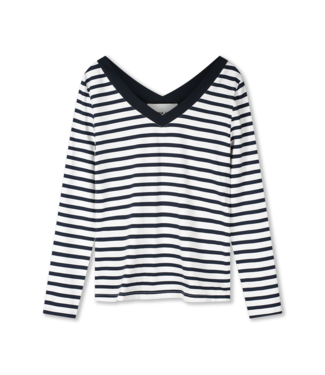 HELENA HART Helena Hart 7650 - Topv-neck stripe marine/wit
