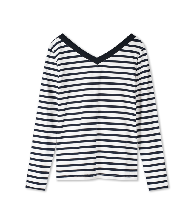 HELENA HART Helena Hart 7650 - Topv-neck stripe marine/wit