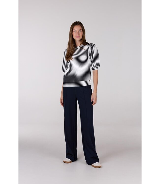 JANSEN AMSTERDAM Jansen Amsterdam Kim Top K 136 Stripe Short Puffed Sleeve Offwhite- Dark Blue