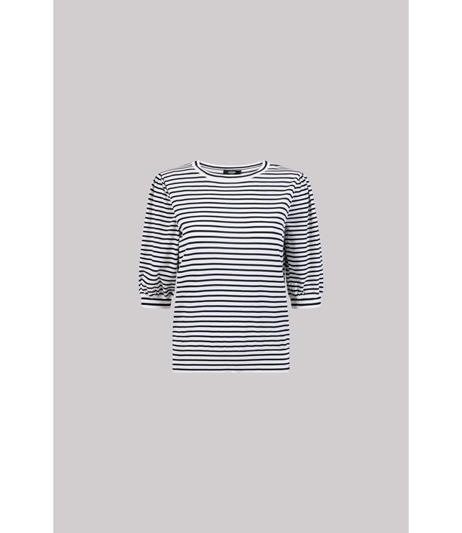 JANSEN AMSTERDAM Jansen Amsterdam Kim Top K 136 Stripe Short Puffed Sleeve Offwhite- Dark Blue