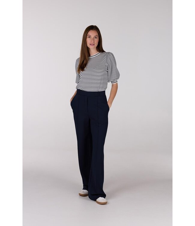 JANSEN AMSTERDAM Jansen Amsterdam Kim Top K 136 Stripe Short Puffed Sleeve Offwhite- Dark Blue