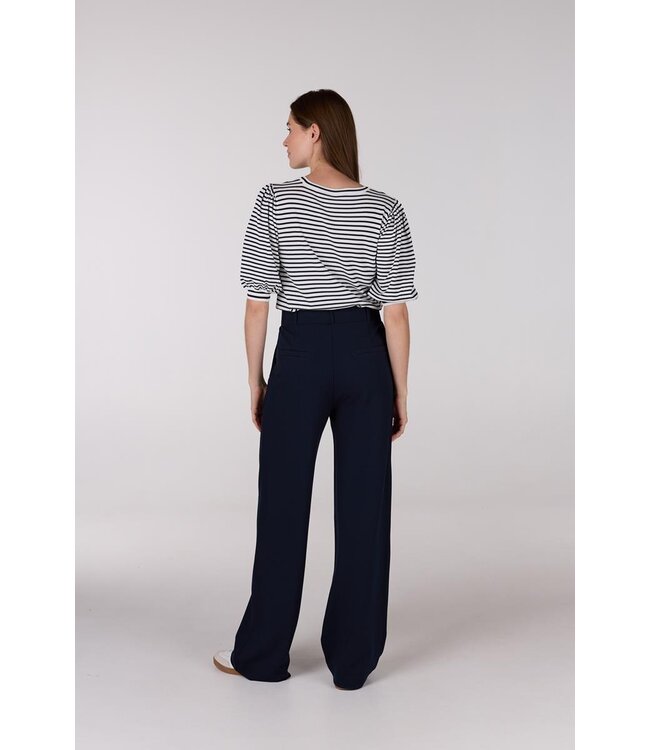 JANSEN AMSTERDAM Jansen Amsterdam Kim Top K 136 Stripe Short Puffed Sleeve Offwhite- Dark Blue