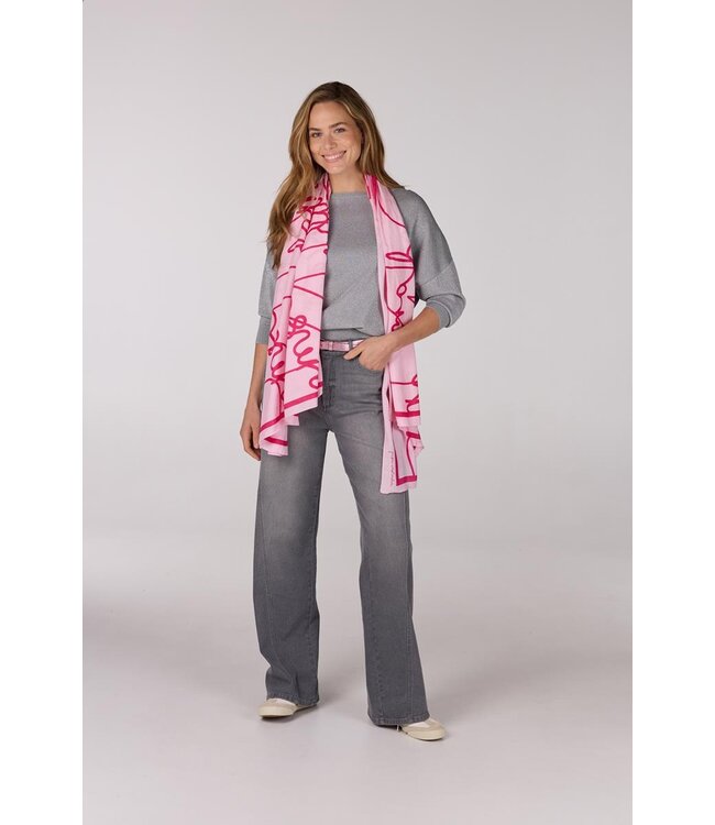 JANSEN AMSTERDAM Jansen Amsterdam Zomer Sjaal VTT 904 Light Pink/ Berry