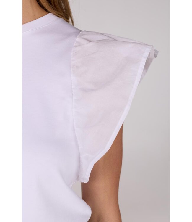 JANSEN AMSTERDAM Jansen Amsterdam Felipa Shirt CO 129 Ruffled Cap Sleeve Wit