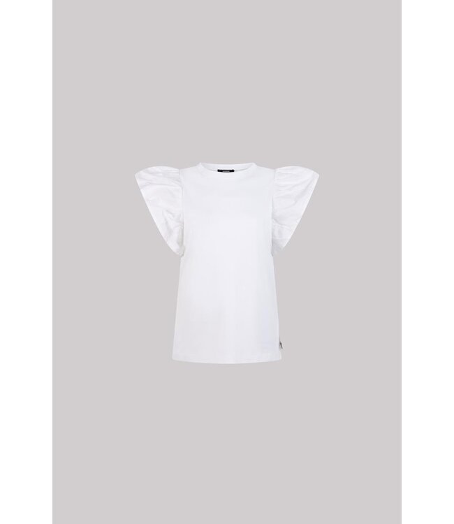 JANSEN AMSTERDAM Jansen Amsterdam Felipa Shirt CO 129 Ruffled Cap Sleeve Wit