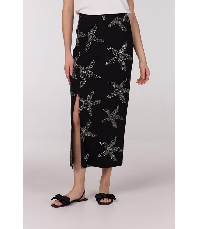 JANSEN AMSTERDAM Jansen Amsterdam Fenja Rok VSF690 Long With Slit Black/ Off White