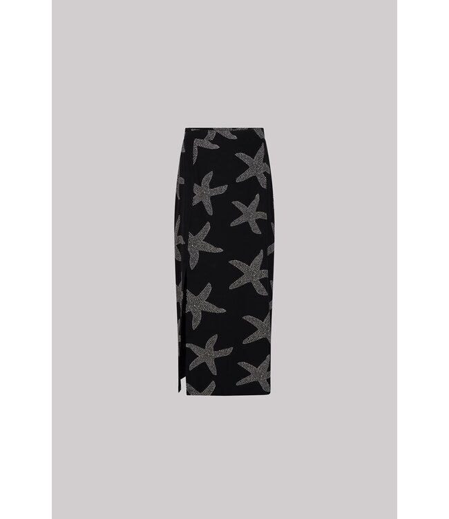 JANSEN AMSTERDAM Jansen Amsterdam Fenja Rok VSF690 Long With Slit Black/ Off White