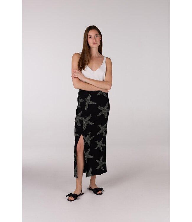 JANSEN AMSTERDAM Jansen Amsterdam Fenja Rok VSF690 Long With Slit Black/ Off White