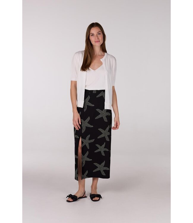 JANSEN AMSTERDAM Jansen Amsterdam Fenja Rok VSF690 Long With Slit Black/ Off White