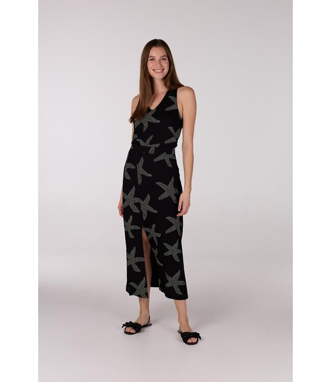 JANSEN AMSTERDAM Jansen Amsterdam Fenja Rok VSF690 Long With Slit Black/ Off White