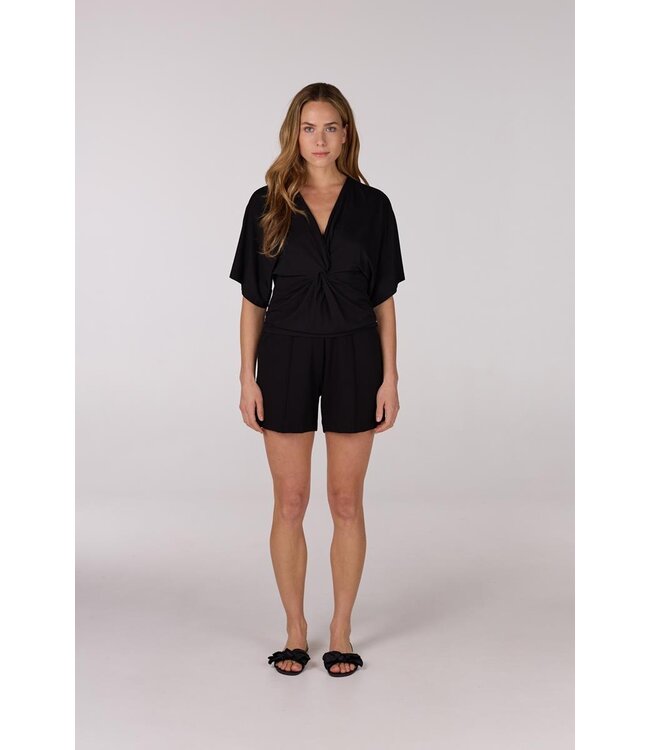 JANSEN AMSTERDAM Jansen Amsterdam Forine Shirt V 134 Short Sleeve Knot detail Black