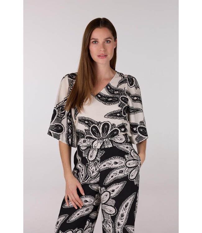 JANSEN AMSTERDAM Jansen Amsterdam  Fianna Blouse WTT2 120 Short Sleeve Off White/ Black