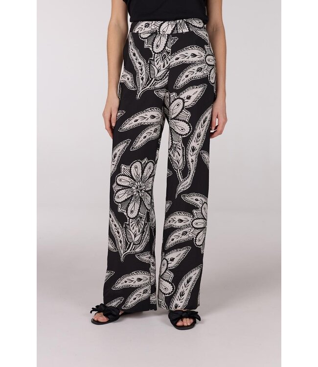 JANSEN AMSTERDAM Jansen Amsterdam Finally Broek WTT1 429 Long Wide Fit Black/ Off White