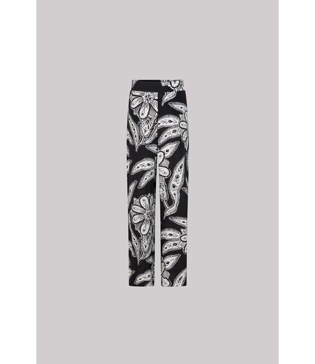 JANSEN AMSTERDAM Jansen Amsterdam Finally Broek WTT1 429 Long Wide Fit Black/ Off White