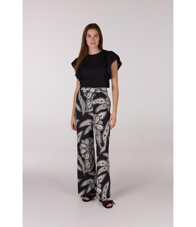 JANSEN AMSTERDAM Jansen Amsterdam Finally Broek WTT1 429 Long Wide Fit Black/ Off White