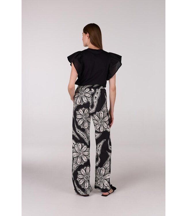 JANSEN AMSTERDAM Jansen Amsterdam Finally Broek WTT1 429 Long Wide Fit Black/ Off White