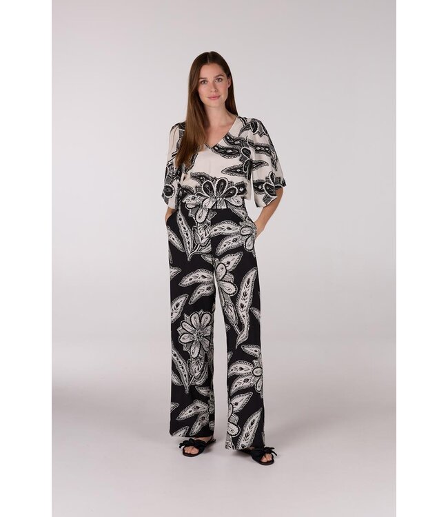 JANSEN AMSTERDAM Jansen Amsterdam Finally Broek WTT1 429 Long Wide Fit Black/ Off White