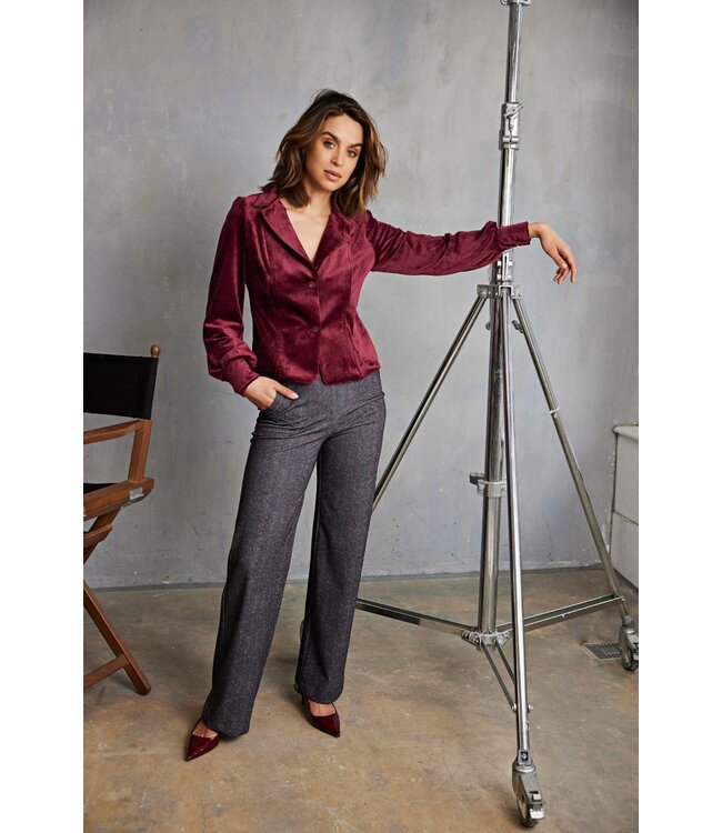 HELENA HART Helena Hart 7640 Blazer Lora Velour Wine