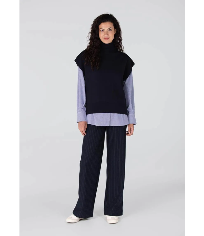 JANSEN AMSTERDAM Jansen Amsterdam Bracha FN153 Mouwloos Turtle Neck Dark Blue