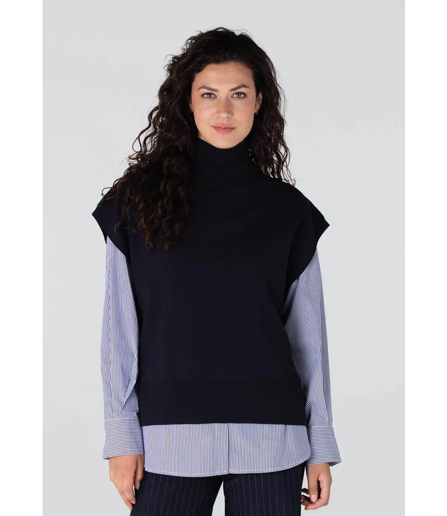 JANSEN AMSTERDAM Jansen Amsterdam Bracha FN153 Mouwloos Turtle Neck Dark Blue