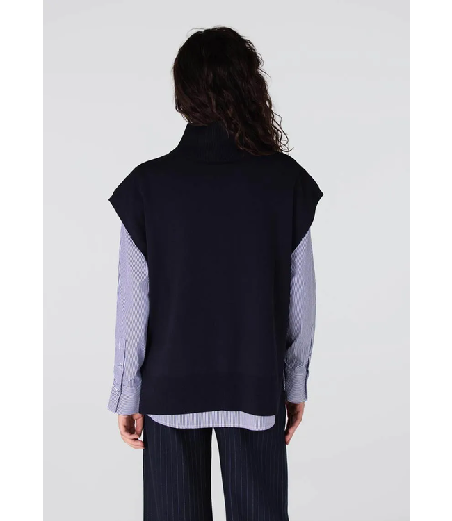 JANSEN AMSTERDAM Jansen Amsterdam Bracha FN153 Mouwloos Turtle Neck Dark Blue