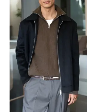CISZERE Ciszere Reuben Knitted half zip Mocha Brown
