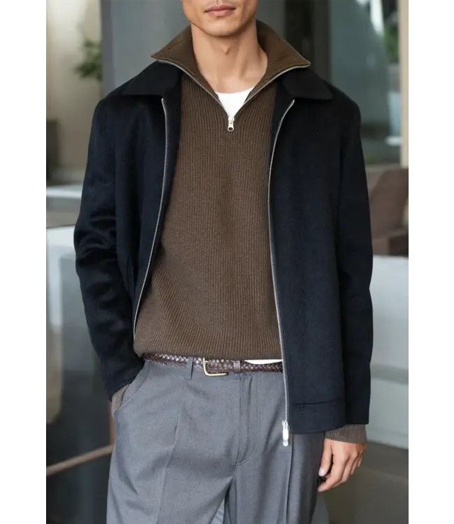 CISZERE Ciszere Reuben Knitted half zip Mocha Brown