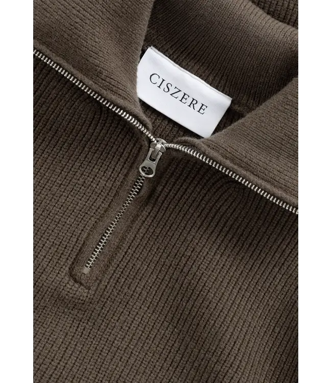 CISZERE Ciszere Reuben Knitted half zip Mocha Brown