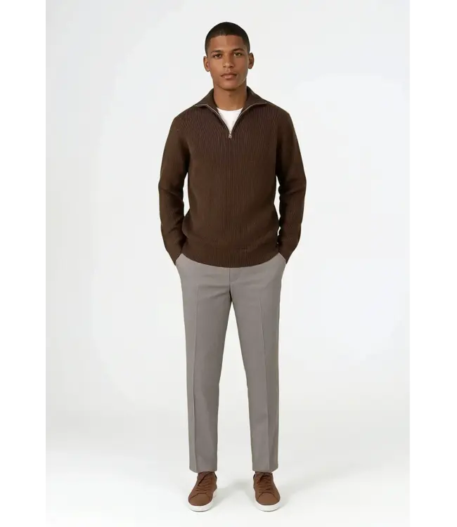 CISZERE Ciszere Reuben Knitted half zip Mocha Brown