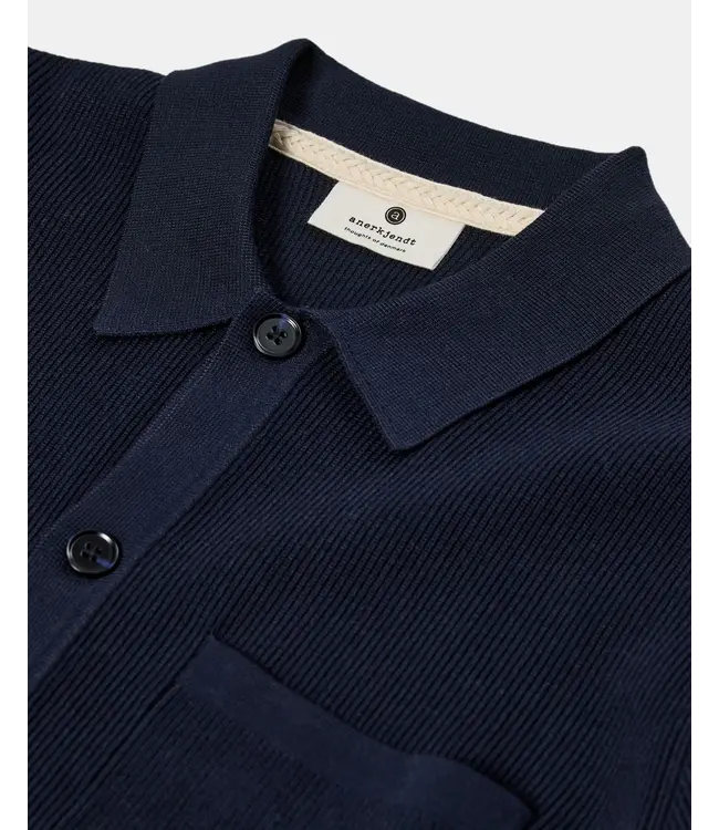 ANERKJENDT Anerkjendt 902032 Aksvend NeedleRib Knit Cardigan 3059 Sky Captain