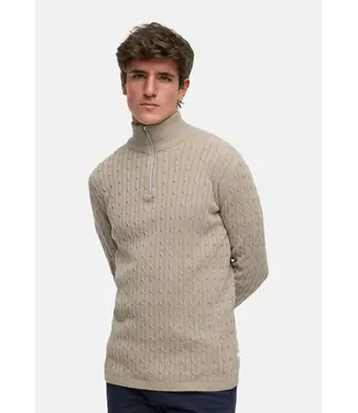 KRONSTADT Kronstadt PO28889 Cable Half Zip Knit KS35029BS Beige Mix KRONSTADT Kronstadt PO28889 Cable Half Zip Knit KS35029BS Beige Mix