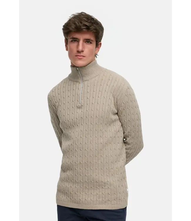 KRONSTADT Kronstadt PO28889 Cable Half Zip Knit KS35029BS Beige Mix