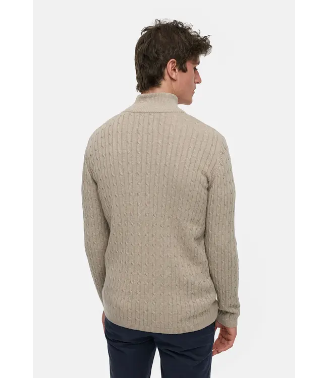KRONSTADT Kronstadt PO28889 Cable Half Zip Knit KS35029BS Beige Mix