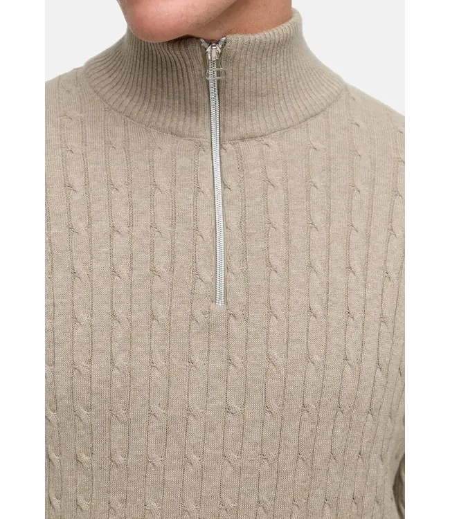 KRONSTADT Kronstadt PO28889 Cable Half Zip Knit KS35029BS Beige Mix