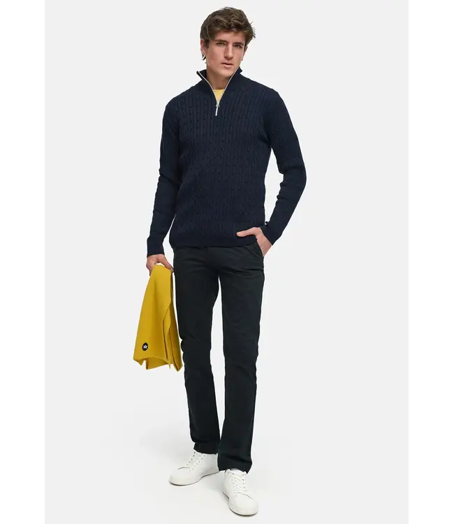 KRONSTADT Kronstadt PO28889 Cable Half Zip Knit KS35029BS Sky Captain