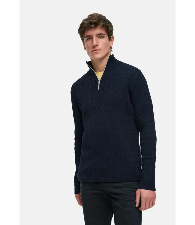 KRONSTADT Kronstadt PO28889 Cable Half Zip Knit KS35029BS Sky Captain
