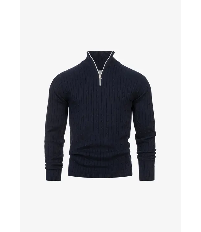 KRONSTADT Kronstadt PO28889 Cable Half Zip Knit KS35029BS Sky Captain