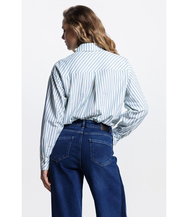 JANSEN AMSTERDAM Jansen Amsterdam Micky Blouse  SA 751 Stripe Sequins 000750 Aquamarijn