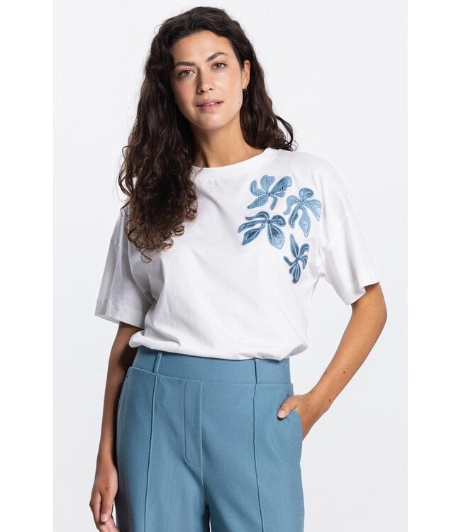 JANSEN AMSTERDAM Jansen Amsterdam Riley Shirt CO184 Flower Aquamarijn