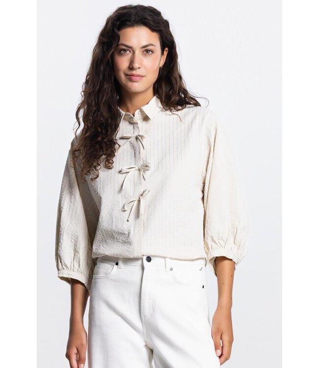 JANSEN AMSTERDAM Jansen Amsterdam Queena Blouse TSTS774 Striped Bowtie Cream