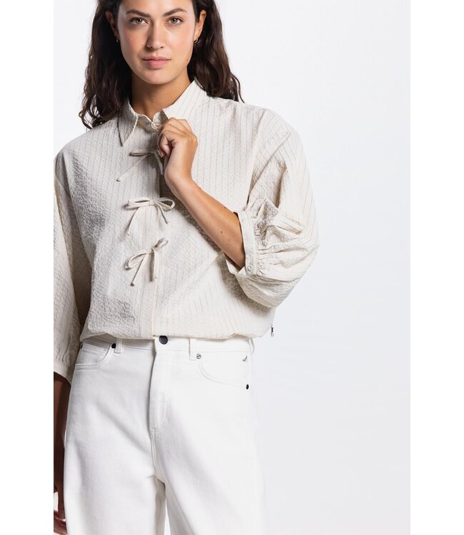 JANSEN AMSTERDAM Jansen Amsterdam Queena Blouse TSTS774 Striped Bowtie Cream