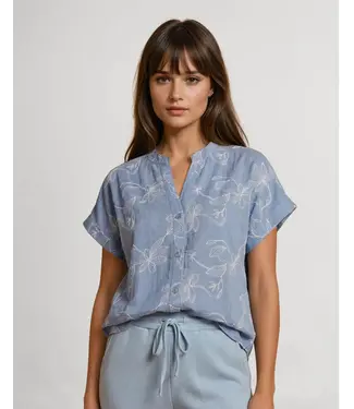 FOS Amsterdam FOS 7725 blouse Katie bloem slinger puf licht-blauw