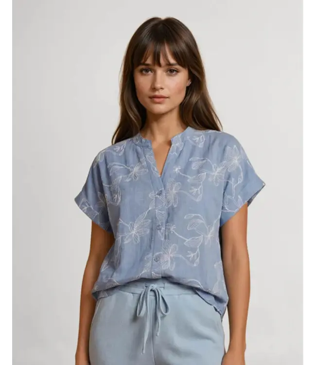 FOS Amsterdam Fos Amsterdam Blouse Katie Bloem slinger 5016 Light Blue