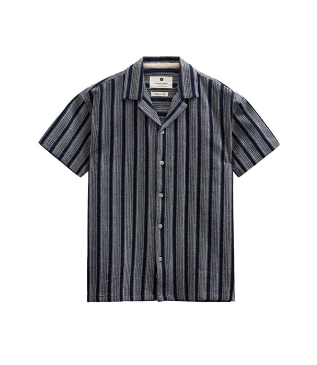 ANERKJENDT Anerkjendt 902264 Akleander Stripe SS Shirt Sky Captain