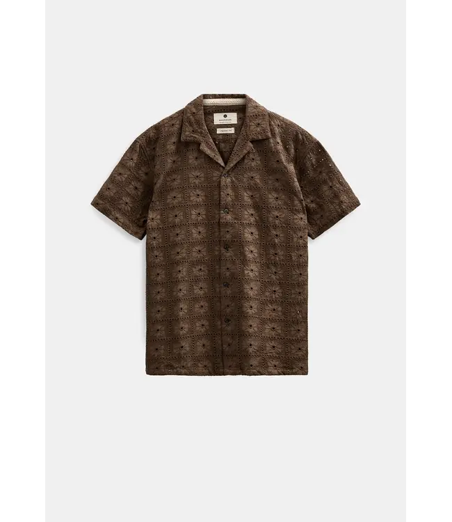 ANERKJENDT Anerkjendt 902328 Akleander Lace EMB SS Shirt Teak